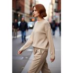 PayBuy Kadın Oversize Fit Düşük Kol Bisiklet Yaka Basic Triko Kazak Casual Günlük Kış Şıklığı Sunar