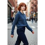 PayBuy Kadın Oversize Saç Örgü Polo Yaka Triko Kazak Düşük Uzun Kollu Kışlık Rahat Basic Şıklık Kaliteli