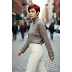 PayBuy Kadın Oversize Super Crop Balıkçı Yaka Uzun Kollu Akrilik Triko Kazak Kışlık Günlük Şıklık - Kahverengi