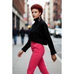 PayBuy Kadın Oversize Super Crop Balıkçı Yaka Uzun Kollu Akrilik Triko Kazak Kışlık Günlük Şıklık - Siyah - XS