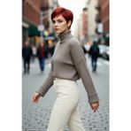 PayBuy Kadın Oversize Super Crop Balıkçı Yaka Uzun Kollu Akrilik Triko Kazak Kışlık Günlük Şıklık