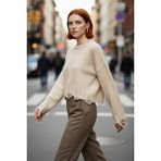 PayBuy Kadın Oversize Triko Crop Kazak Düşük Kollu Akıtma Detaylı Yumuşak Dokusuyla Modern Şıklık Sunar - Taş