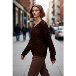 PayBuy Kadın Oversize V Yaka Simli Ajurlu Triko Kazak Düşük Kol Rahat Günlük Şık Giyim Kombini Kaliteli