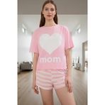 PayBuy Kadın Pamuklu Çizgili Kalpli Pijama Takımı Rahat Homewear Tasarımı Uzun Ömürlü Özel Tasarım