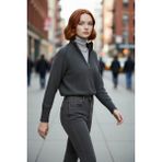 PayBuy Kadın Regular Fit Crop Dik Yaka Fermuarlı Selanik Örgü Akrilik Triko Kazak Kışlık Kombinlerin - Antrasit
