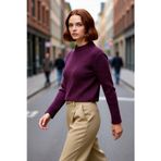 PayBuy Kadın Regular Fit Crop Fitilli Bisiklet Yaka Uzun Kollu Orta Kalın Triko Kazak Kışlık Kombinlerin