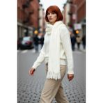 PayBuy Kadın Regular Kalıp Akrilik Triko Kazak Şal Detaylı Bisiklet Yaka Düşük Kol Kış Sezonu Için - Ekru - 2XL