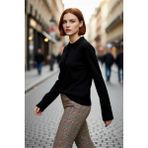 PayBuy Kadın Regular Kalıp Polo Yaka Düz Uzun Kollu Triko Kazak Kış Sezonu Için Şık ve Rahat Bir Seçim. - Siyah-001