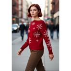 PayBuy Kadınlar İçin Oversize Kayık Yaka Triko Kar Taneli Kışlık Akrilik Şık Kazak Modeli Kaliteli