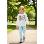 PayBuy Kız Çocuk Anime Temalı Uzun Kollu Pijama Takımı Kaliteli Şık Rahat Günlük - Ekru - 3 - 4 Yaş