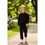 PayBuy Kız Çocuk Konforlu Pamuklu Regular Fit Sweatshirt ve Eşofman Altı Takımı Kaliteli Şık Rahat - Siyah - 11 - 12 Yaş