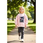 PayBuy Kız Çocuk Pamuklu Kalp Baskılı Sweatshirt ve Tayt Takımı Kaliteli Şık Rahat Günlük - Pembe - 9 - 10 Yaş