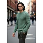 PayBuy Unisex Casual Regular Fit Bisiklet Yaka Saç Örgü Desenli Kalın Triko Kazak Kış Kombinleri Için Ideal - Mint