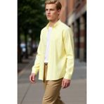 PayBuy Unisex Regular Fit Pamuklu Keten Görünümlü Uzun Kollu Gömlek Gündelik Şıklık Sunar Estetik - Sarı - XL