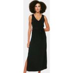 PayBuy Yazlık Midi A Line V Yaka Örme Elbise Günlük Kullanım Trend Tasarım Modern Stil
