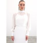 Payet Detaylı Bluz - Ekru - 40