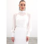 Payet Detaylı Bluz - Ekru
