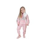 PAYETLİ TAVŞAN NAKIŞLI YELEKLİ İKİ İPLİK ÜÇLÜ ALT ÜST TAKIM - DNN50430-Pembe-2 Yaş Pembe