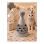 Payidar Hediyelik KEDİ PARTİ ŞAPKASI (GÜMÜŞ) KEDİ DOĞUM GÜNÜ ŞAPKASI SİMLİ