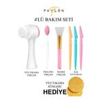 PAYLEN 4'Lü Bakım Seti - Yüz Yıkama Fırçası-Peeling Fırçası-Maske Fırçası-3lü Kaş Usturası