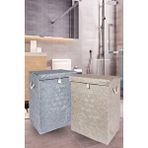 Pazar Kapısı 2 Adet Keçe Kapaklı Çok Amaçlı Mega Kutu Kirli Çamaşır Sepeti Set 55x41x30 Cm Bej-Gri