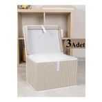Pazar Kapısı Çok Amaçlı Düzenleyici Kapaklı Sandık Tipi Kutu Hurç Organizer 3 Lü Set (Kahverengi, Mini 40 x 30 x 26)
