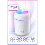 Pazar Kapısı Mini Hava Nemlendirici 300ML Rgb Işıklı Type-C Buhar Makinesi Sessiz Ortam Nemlendirici Aroma Difüzörü (Pembe) - Beyaz
