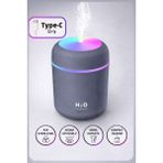 Pazar Kapısı Mini Hava Nemlendirici 300ML Rgb Işıklı Type-C Buhar Makinesi Sessiz Ortam Nemlendirici Aroma Difüzörü (Pembe) - Gri