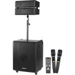 Pazarcan Shile Sl-9 400W Aktif Kule Ses Sistemi 2 Adet Kablosuz Mikrofonlu Tekerlekli Mdf Kasa Bluetooth/tws