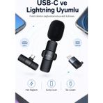 Pazarcan Usb-C Lightning Uyumlu Kablosuz Yaka Mikrofonu Tak Çalıştır Telefon Ses Kayıt Seti - Ahşap