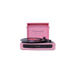 pazard Casablanca Serisi Retro Çanta Pikap – Pembe Süet Kaplama, Dahili Hoparlörlü, 3 Hızlı (33/45/78 RPM), Bluetooth Bağlantılı, Taşınabilir Vintage Plak Çalar