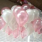 Pazarız 25 Adet Metalik Sedefli Pembe ve Beyaz Karışık Balon Helyumla Uçan Balon