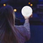 pazariz 3D Ay Gece Lambası Dekoratif Küre Led Başucu Lambası Beyaz