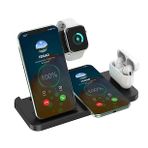 Pazariz 4 in1 Wireless Charger Kablosuz Şarj İstasyonu Standı 15 Watt Siyah