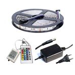 Pazariz 5 MT Rgb Şerit Led İç Dış Mekan Slikonlu Set Adaptör Uzaktan Kuma