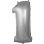Pazarız 76 cm 34 Inc 1 Rakamı Folyo Gümüş Balon