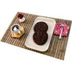 Pazariz Bambu Hasır Amerikan Servis Tabak Altlığı 12 Adet - 10 x 10 cm - Kahverengi - Krem