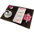 Pazariz Bambu Hasır Amerikan Servis Tabak Altlığı 4 Adet MODEL:2011 - 10 x 10 cm - Kahverengi - Krem
