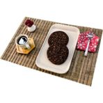 Pazariz Bambu Hasır Amerikan Servis Tabak Altlığı 6 Adet Model:20 - 10 x 10 cm - Kahverengi - Krem