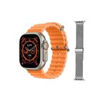 Pazariz Gs8 Watch 8 Ultra Akıllı Saat Turuncu Türkçe Watch 2.02 Inc Gri Metal Kordon Hediye