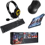 Pazariz Klavye Mouse Seti Mouse Pad Oyuncu Kulaklığı K40 - 4 Lü Oyuncu Bilgisayar Seti - Siyah