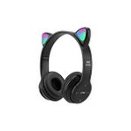 Pazariz P47m Bluetooth Kedi Kulaklık Katlanabilir Sd Kart Girişli Mikrofonlu Kablosuz Led Işıklı Uyumlu