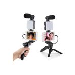 Pazariz Profesyonel Selfie Mikrofon Tripod İle Led Işık Stüdyo Mikrofon Kayıt Mikrofon Vlog İçin