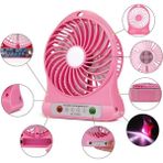 Pazariz Şarjlı Vantilatör Mini Masaüstü El Fan Taşınabilir 3 Kademeli USB - Pembe