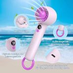 Pazariz Türbin El Fanı Vantilatör Taşınabilir El Fanı Dijital Göstergeli Stand Özellikli Kancalı Type-C Şarj Soketi 1200 Mah 3 Kademeli 5004 Md. - Mor