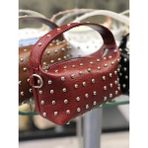 Pazarvia Shop Zımbalı Deri El ve Çarpraz Çanta - 508-Bordo
