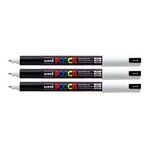 PC-1MR Uni posca Beyaz Boya Marker Kalemler Ultra İnce 0,7 mm Kalibre Uç Ucu Her Yüzeye Yazılır Kumaş Cam Taş Metal Ahşap Plastik (3'lü Paket)