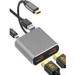 PC Macbook Ekran Genişletici Çift HDMI VGA USB 3.0 4K 60Hz USB C Hub Ekran Çift Monitör Genişletici