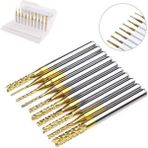 Pcb Mini Karbür Freze Kesici 0.8-3.175Mm 10 Lu Set 3.175Mm Shank