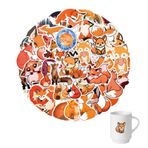 pcsfoe 60 adet tilki çıkartma paketi, tilki çıkartması, tilki çıkartması, hayvanlar, anime çıkartması, vinil çıkartma, tilki, çıkartma, karalama defteri, kaykay, araba, bagaj, kartlar, fotoğraf albümleri